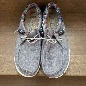 Hey Dude Wally Funk Shoes Mens Size 8 Gray Tribe Print Casual Lightweight Loafer